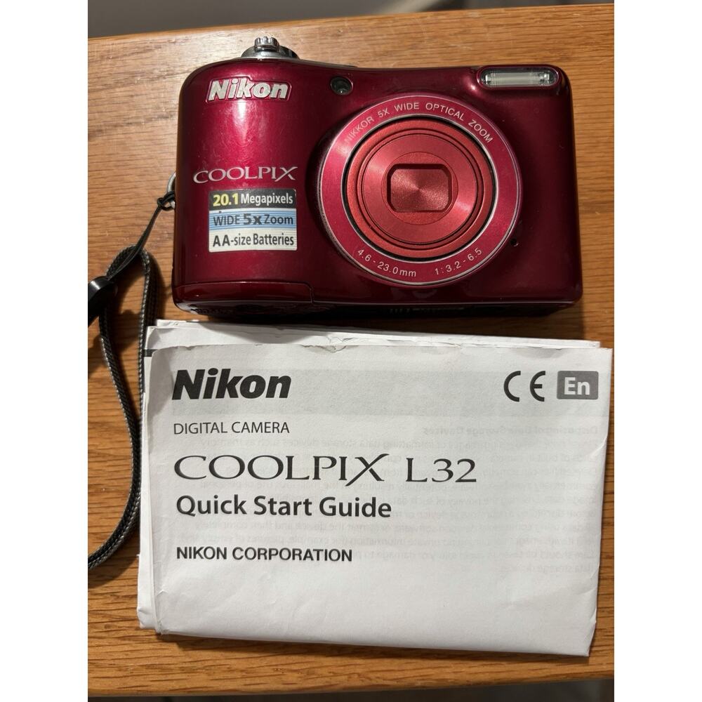 Nikon COOLPIX L32 Red 20.1MP Compact Digital Camera 5x Zoom Tested
